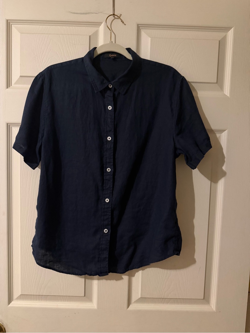 Quince pajama’s top Classic Navy Short-Sleeve Button-Up